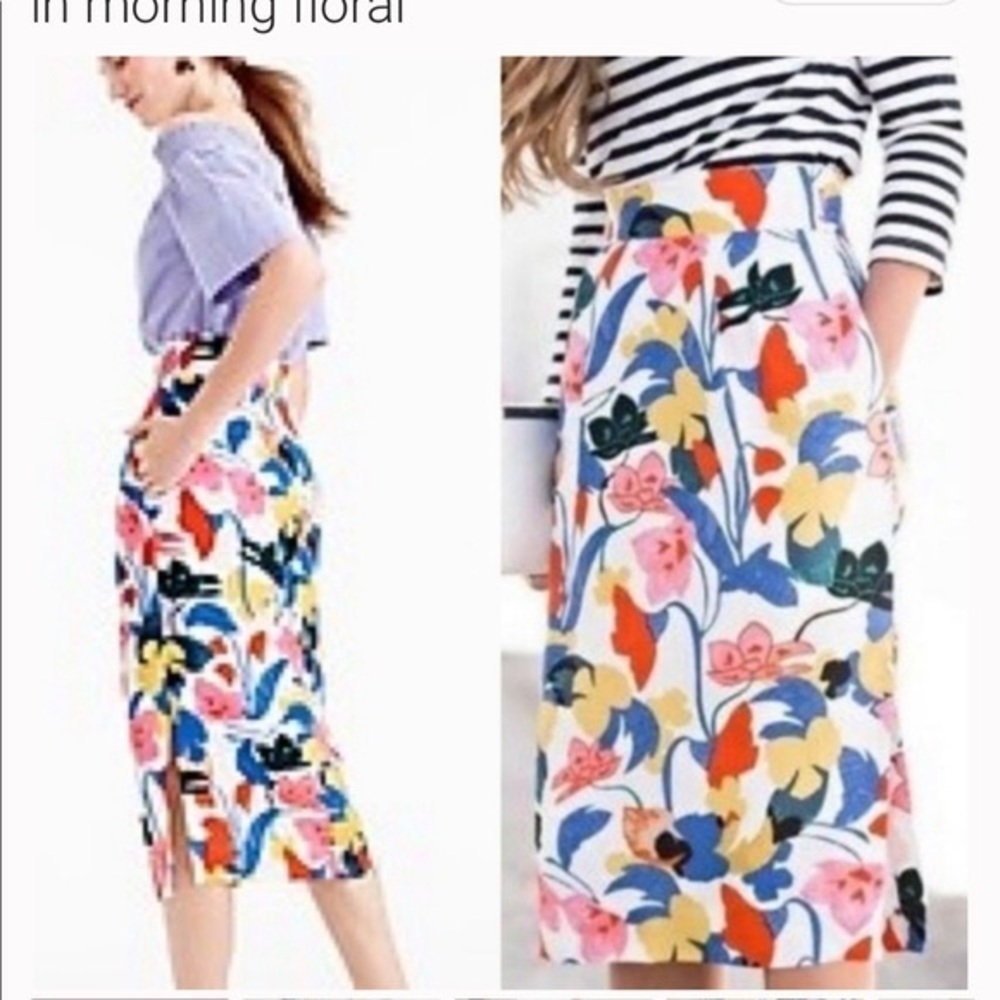 J. Crew Pintucked Midi Skirt Morning Floral 0